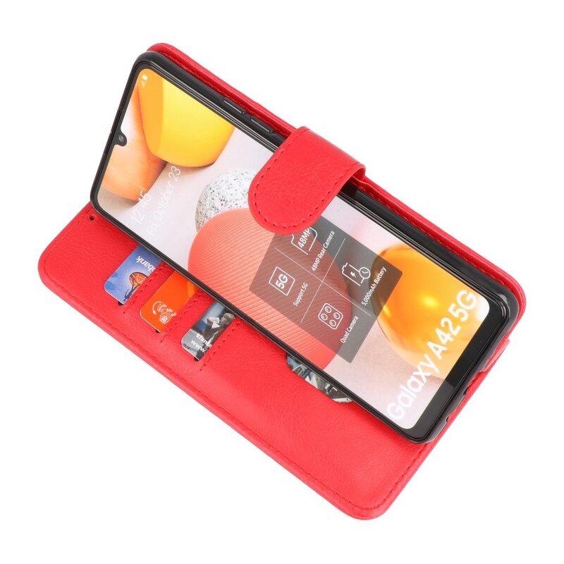 Bookstyle Wallet Cases Hoesje voor Samsung Galaxy A42 5G Rood
