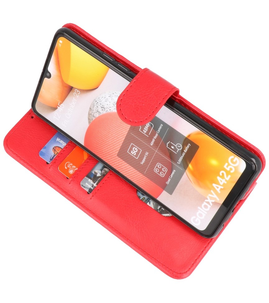 Bookstyle Wallet Cases Hoesje voor Samsung A42 5G Rood