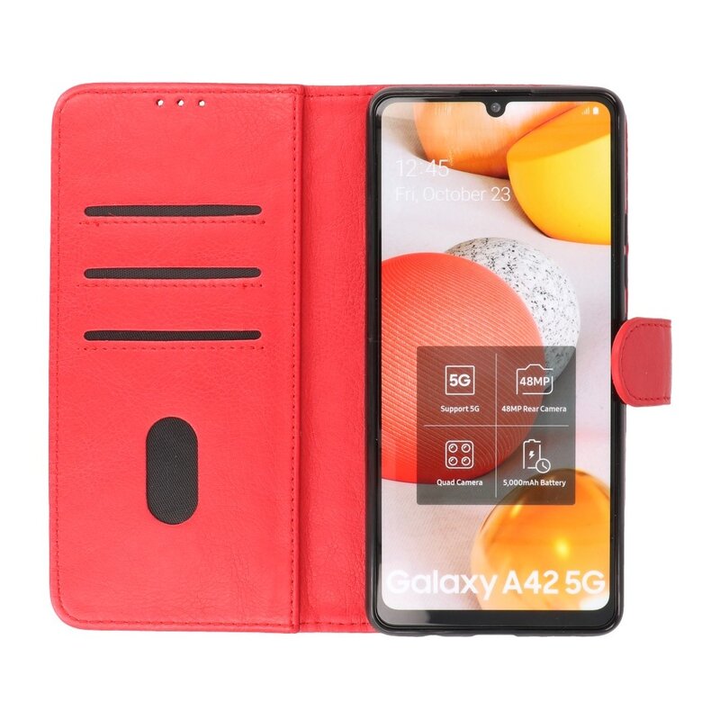 Bookstyle Wallet Cases Hoesje voor Samsung Galaxy A42 5G Rood