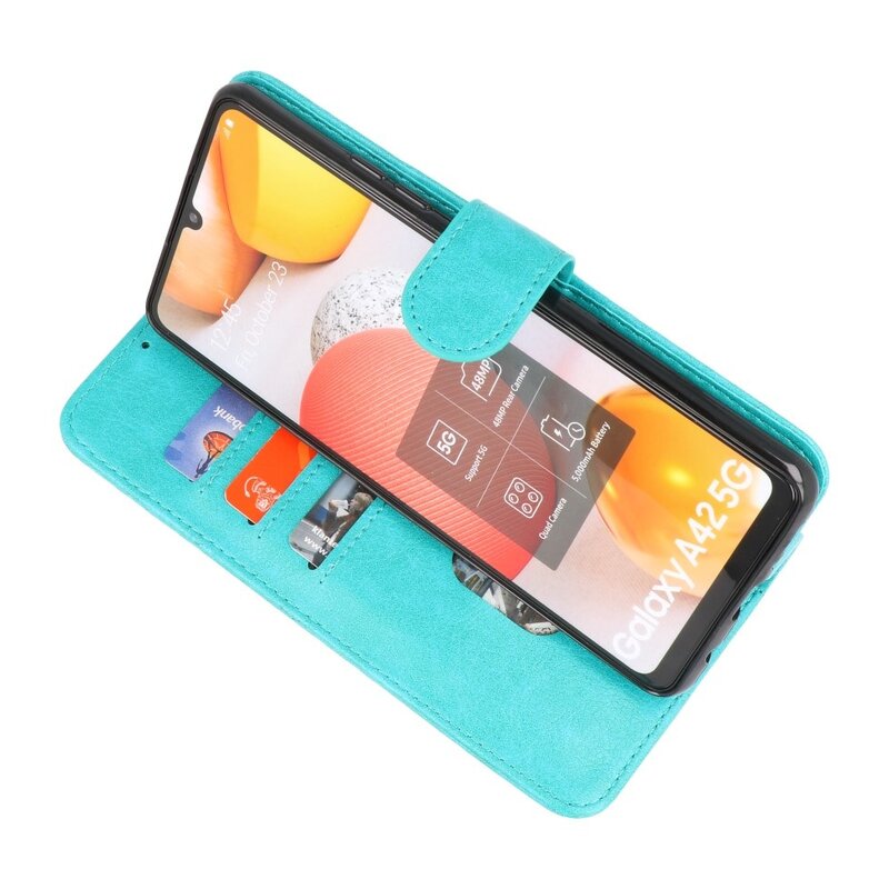 Bookstyle Wallet Tasker Taske til Samsung Galaxy A42 5G Grøn