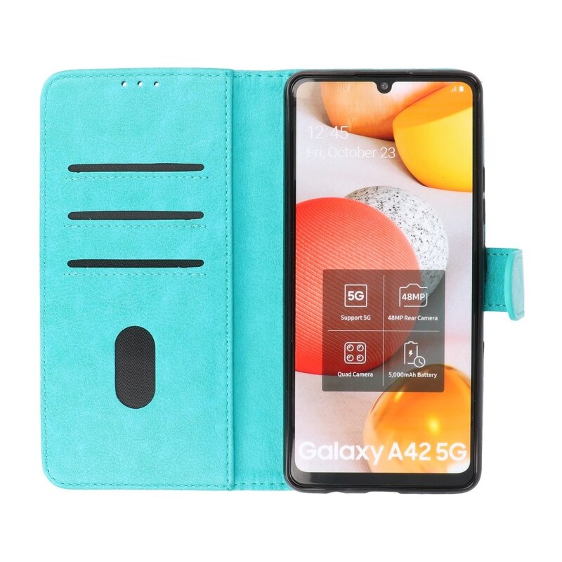 Bookstyle Wallet Tasker Taske til Samsung Galaxy A42 5G Grøn