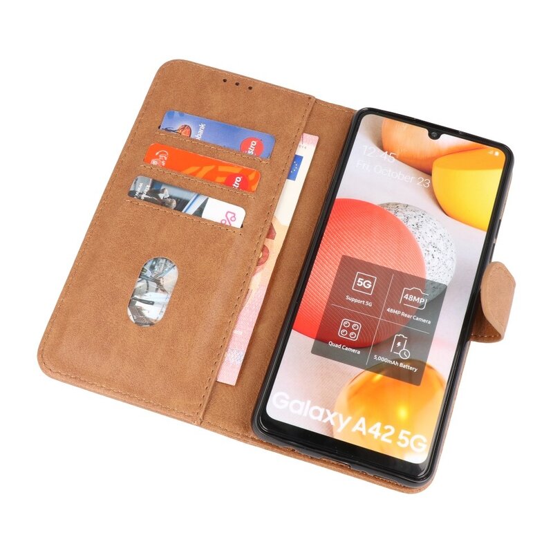 Custodia a portafoglio Bookstyle per Samsung Galaxy A42 5G marrone