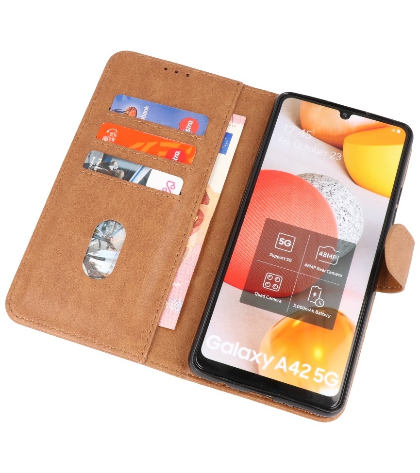Bookstyle Wallet Cases Hoesje voor Samsung Galaxy A42 5G Bruin