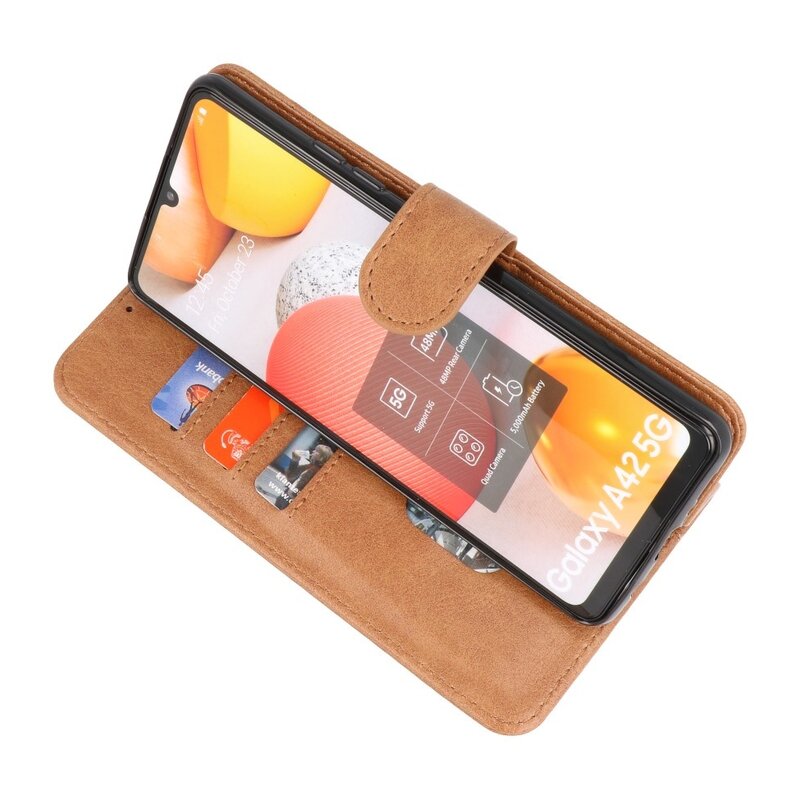 Custodia a portafoglio Bookstyle per Samsung Galaxy A42 5G marrone