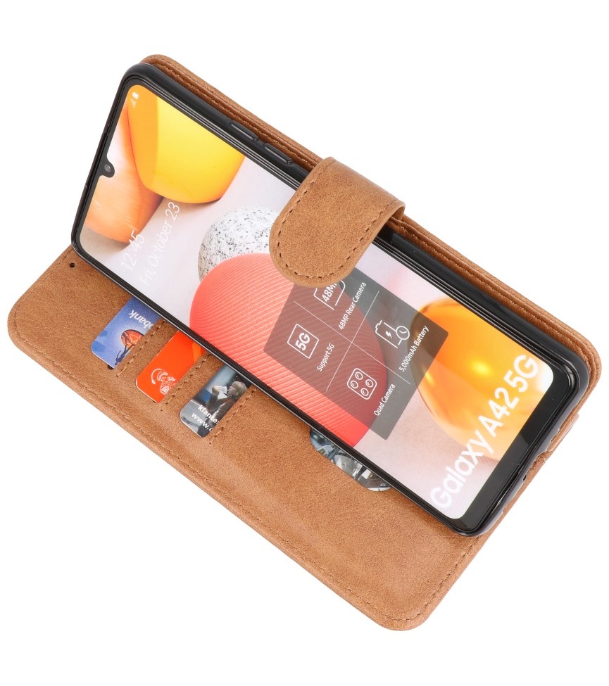 Estuche Bookstyle Wallet Cases para Samsung Galaxy A42 5G Marrón