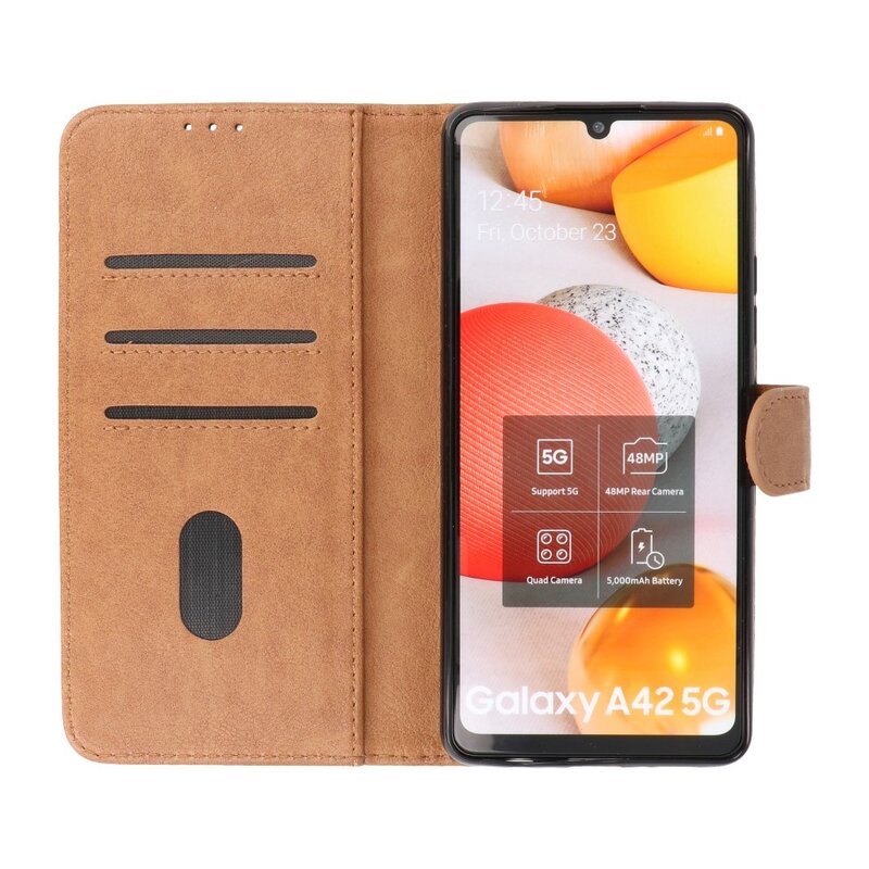 Custodia a portafoglio Bookstyle per Samsung Galaxy A42 5G marrone
