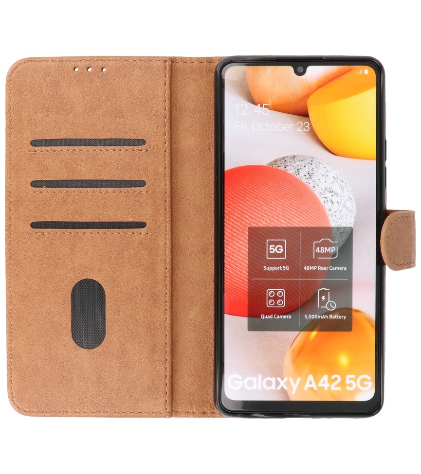 Bookstyle Tegnebog Etui til Samsung Galaxy A42 5G Brun