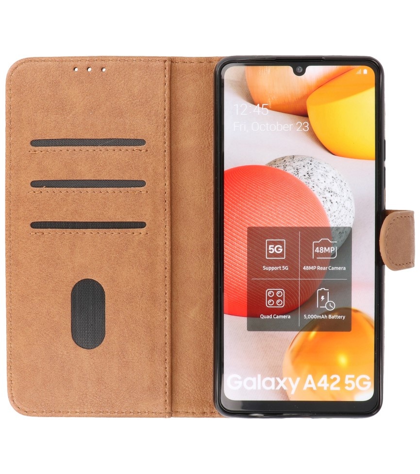 Custodia a portafoglio Bookstyle per Samsung Galaxy A42 5G marrone