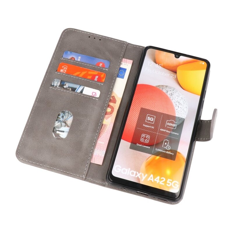 Bookstyle Tegnebog Etui til Samsung Galaxy A42 5G Grå
