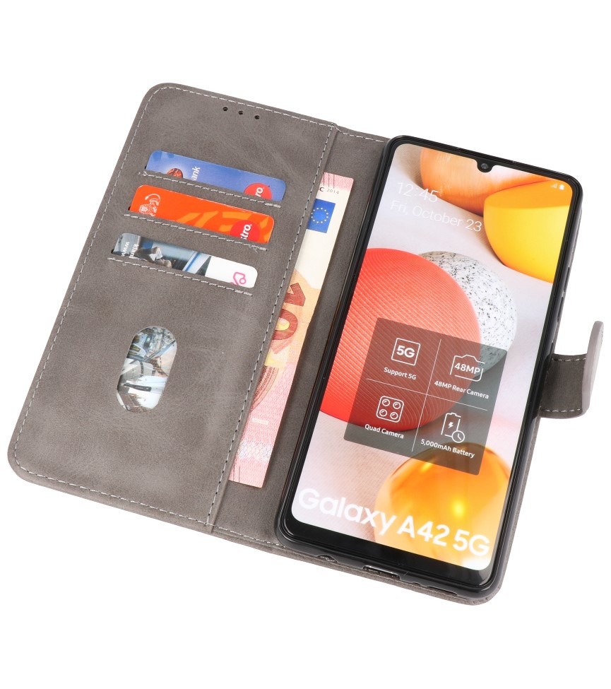 Bookstyle Wallet Cases Hülle für Samsung Galaxy A42 5G Grau