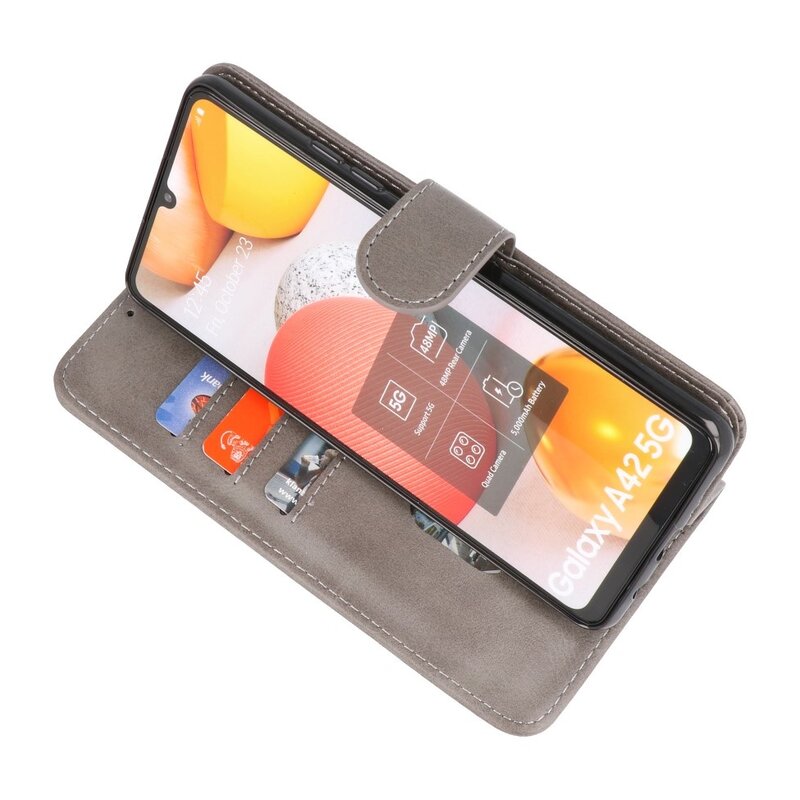 Bookstyle Wallet Cases Case for Samsung Galaxy A42 5G Gray