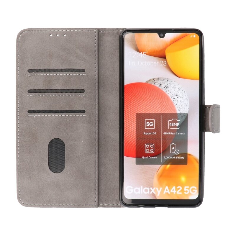Bookstyle Wallet Cases Case for Samsung Galaxy A42 5G Gray