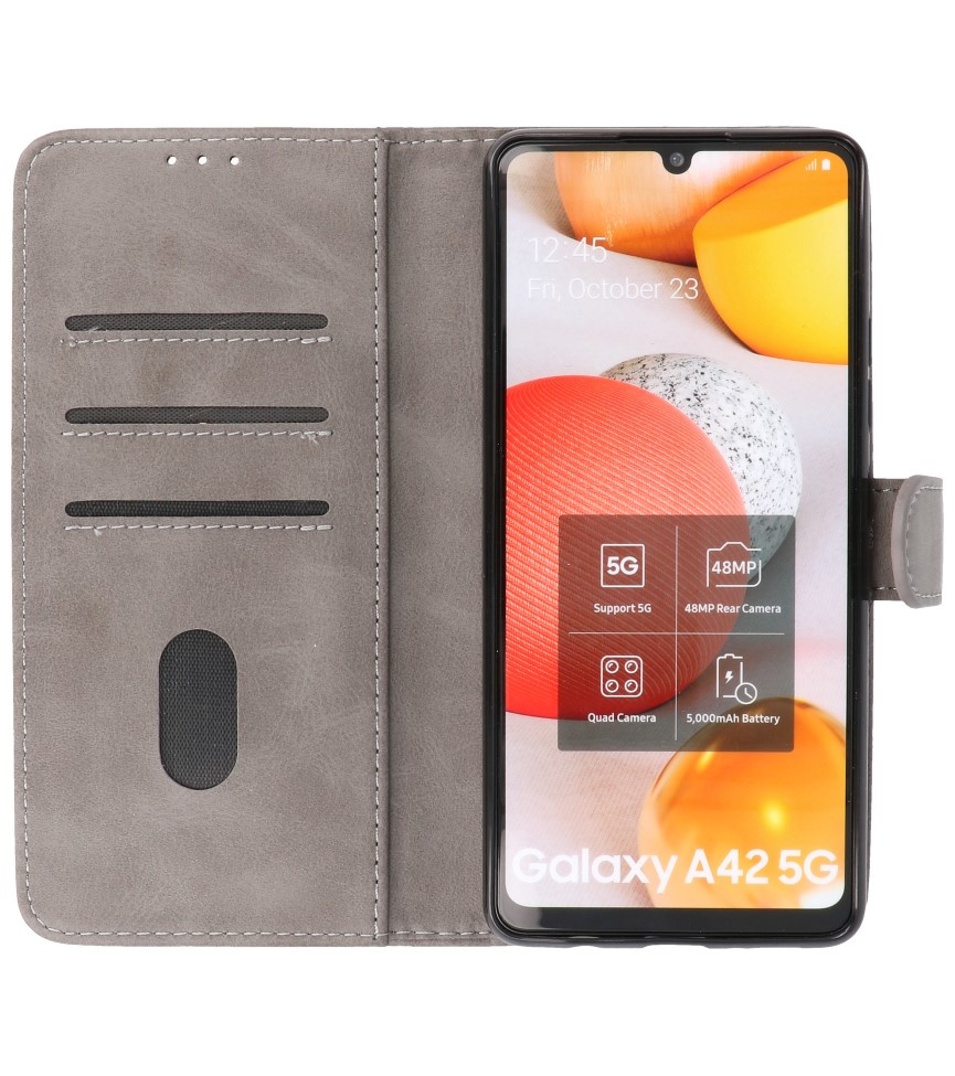 Bookstyle Wallet Cases Case for Samsung Galaxy A42 5G Gray