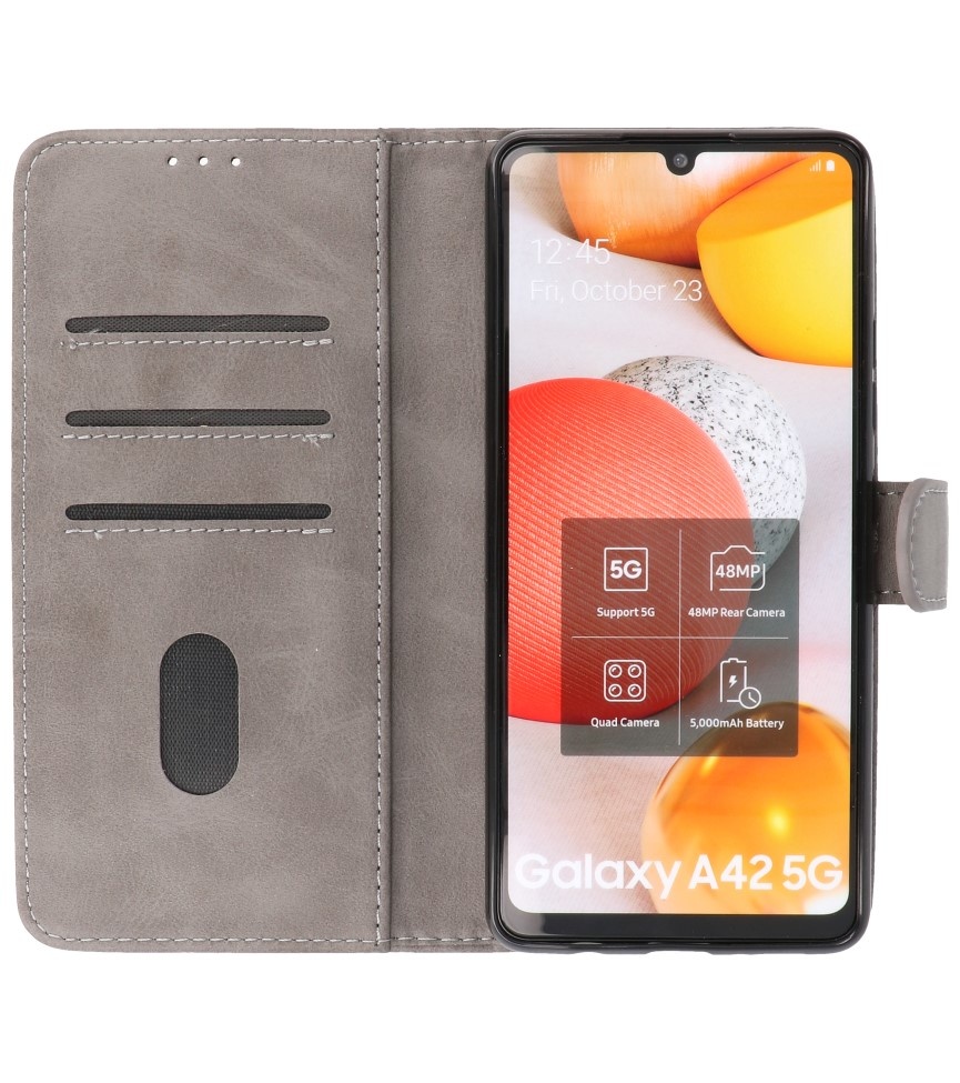 Bookstyle Wallet Cases Hülle für Samsung Galaxy A42 5G Grau