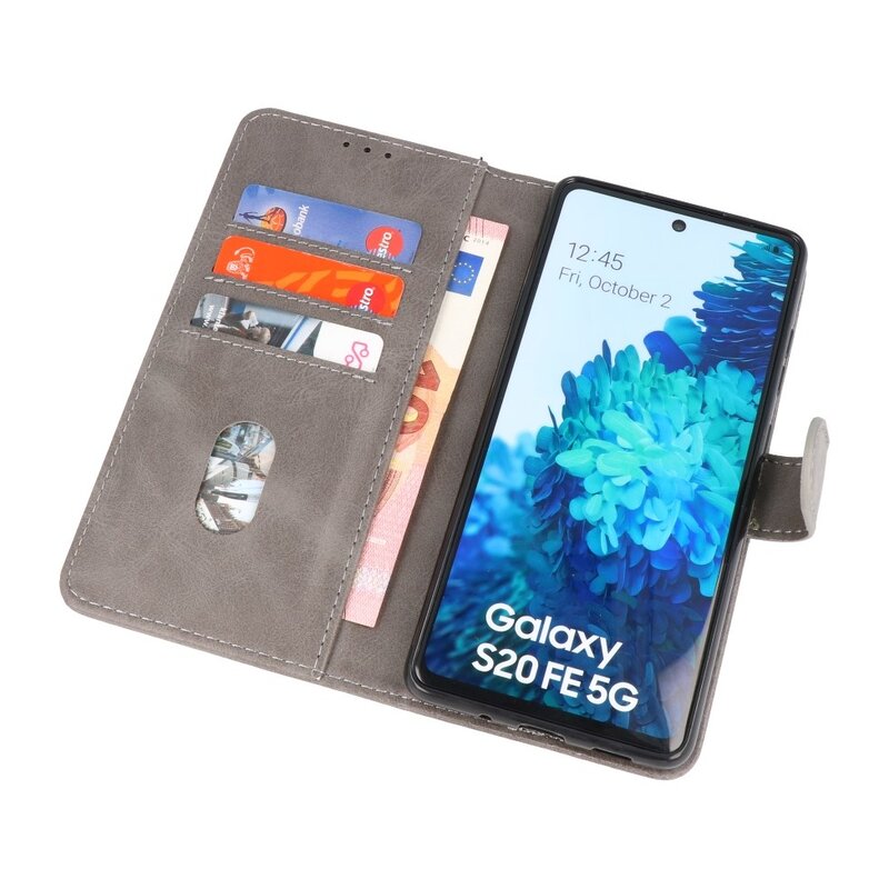 Custodia a portafoglio Bookstyle per Samsung Galaxy S20 FE Grigio
