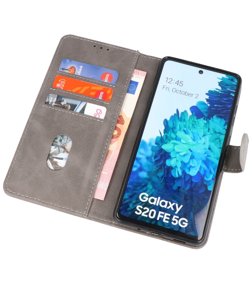 Bookstyle Wallet Cases Hoesje voor Samsung Galaxy S20 FE Grijs