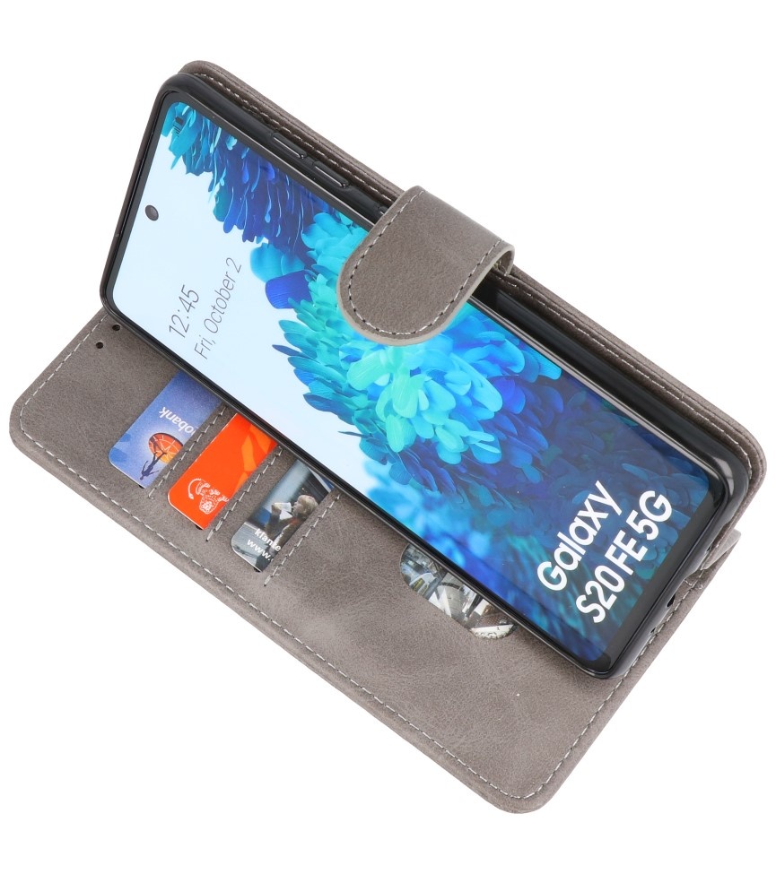 Bookstyle Wallet Cases Hoesje voor Samsung Galaxy S20 FE Grijs