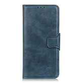 Pull Up PU Leder Bookstyle Case für Samsung Galaxy S21 Blue