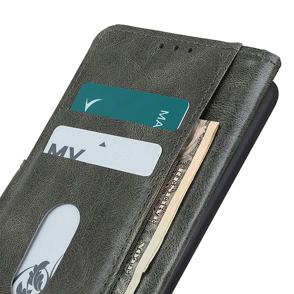 Pull Up PU Leather Bookstyle Case for Samsung Galaxy S21 Dark Green