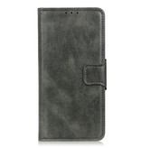 Pull Up PU Leder Bookstyle Hoesje voor Samsung Galaxy S21 Donker Groen