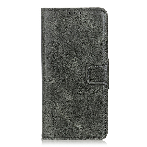 Pull Up PU Leather Bookstyle Case for Samsung Galaxy S21 Dark Green