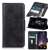 Pull Up PU Leder Bookstyle Hoesje voor Samsung Galaxy S21 Plus Zwart