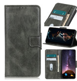 Pull Up PU Leder Bookstyle Hoesje voor Samsung Galaxy S21 Plus Donker Groen