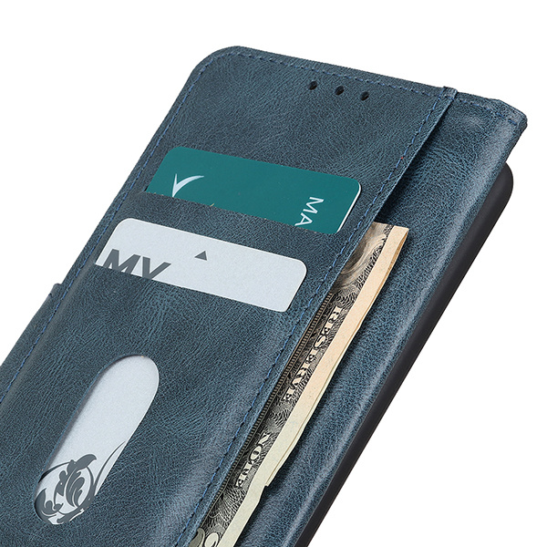 Pull Up PU Leder Bookstyle Case für Samsung Galaxy A32 5G Blau