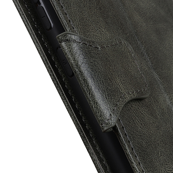 Pull Up PU læder Bookstyle etui til Samsung Galaxy A02s mørkegrøn
