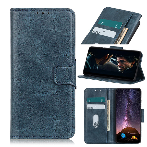 Pull Up PU Leather Bookstyle Case for OnePlus Nord N100 Blue