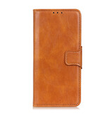 Pull Up PU Leder Bookstyle Case für Nokia 2.4 Brown