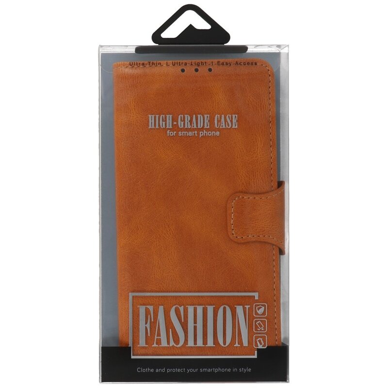 Pull Up PU Leder Bookstyle Case für Nokia 5.4 Brown