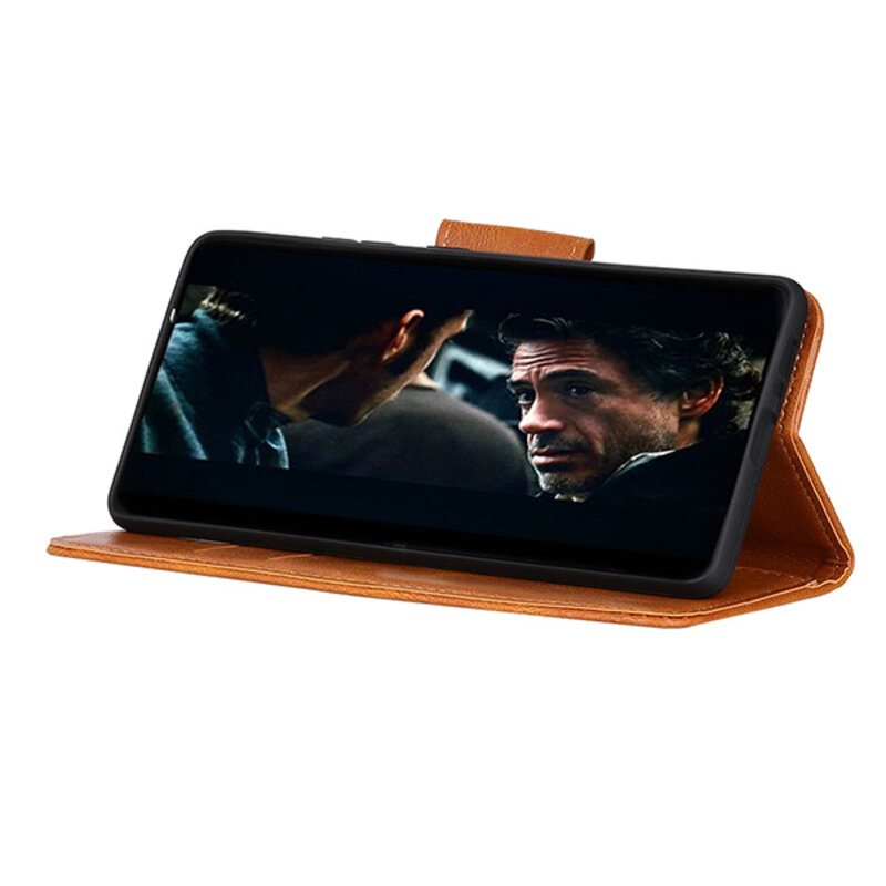 Pull Up PU Leder Bookstyle Case für Nokia 5.4 Brown