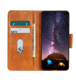 Pull Up PU Leder Bookstyle Case für Nokia 5.4 Brown