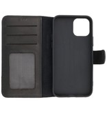 Custodia a libro in pelle 2 in 1 MF fatta a mano per iPhone 12 Mini nera