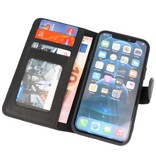 Custodia a libro in pelle 2 in 1 MF fatta a mano per iPhone 12 Mini nera