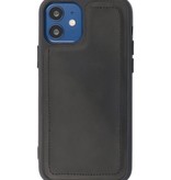 Custodia a libro in pelle 2 in 1 MF fatta a mano per iPhone 12 Mini nera