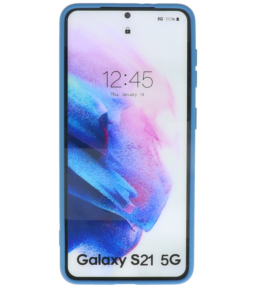 Fashion Color TPU Hoesje Samsung Galaxy S21 Navy