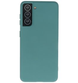 Carcasa De TPU De Color De Moda Gruesa De 2.0mm Para Samsung Galaxy S21 Verde Oscuro