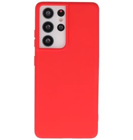 Coque en TPU couleur mode épaisse de 2,0 mm pour Samsung Galaxy S21 Ultra Rouge