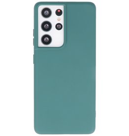 2,0 mm tyk mode farve TPU taske Samsung Galaxy S21 Ultra mørkegrøn