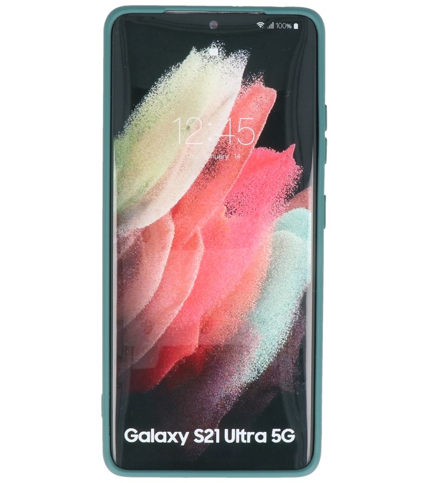 Fashion Color TPU Case Samsung Galaxy S21 Ultra D. Green