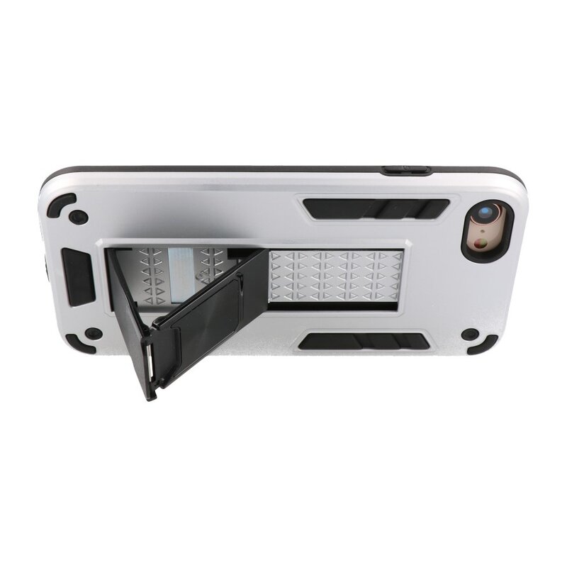 Carcasa trasera rígida Stand para iPhone SE 2020/8/7 Plata