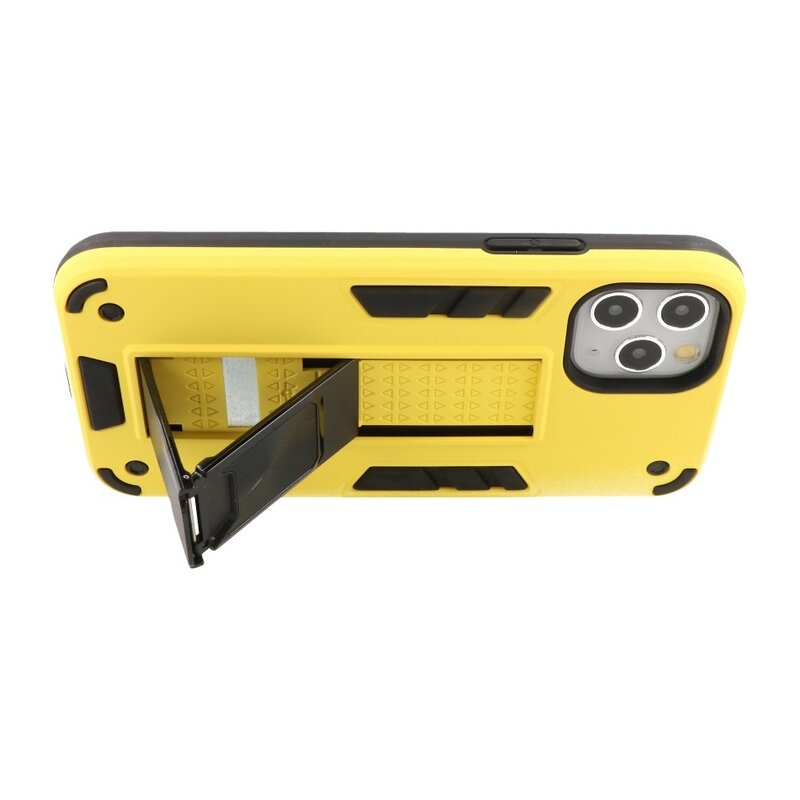 Carcasa trasera rígida Stand para iPhone 11 Pro Max Amarillo