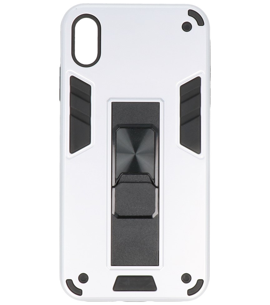 Carcasa trasera rígida Stand para iPhone X / Xs Plata