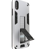 Carcasa trasera rígida Stand para iPhone X / Xs Plata