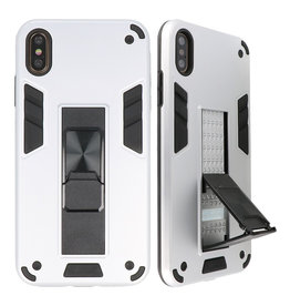 Stand Hardcase Backcover voor iPhone X / Xs Zilver