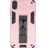 Carcasa trasera rígida Stand para iPhone X / Xs Rosa