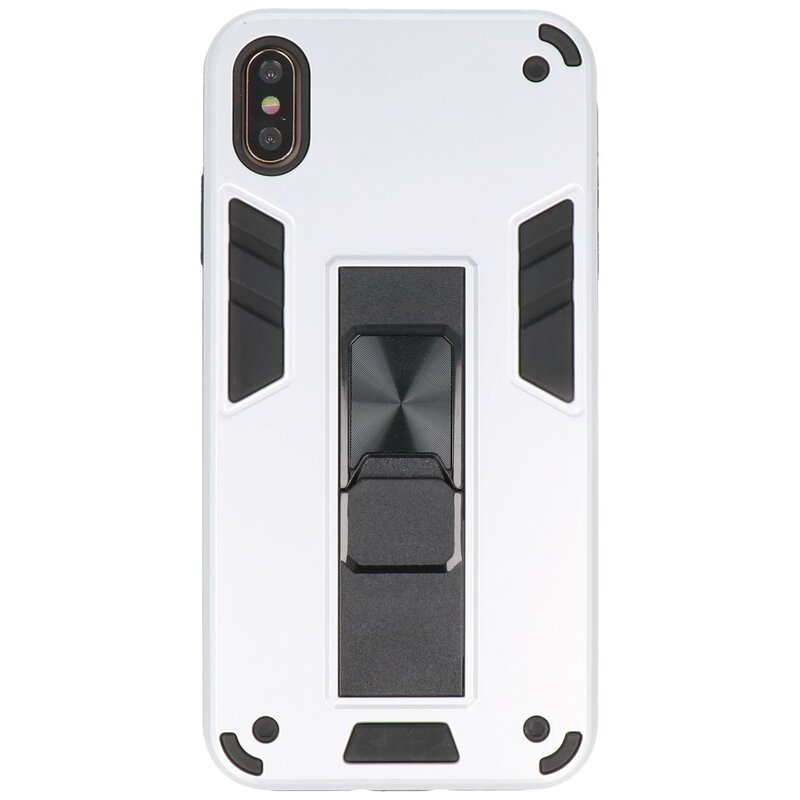 Stand Hardcase Backcover voor iPhone Xs Max Zilver