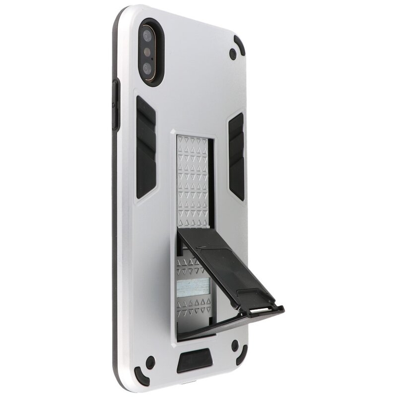 Stand Hardcase Backcover für iPhone Xs Max Silver